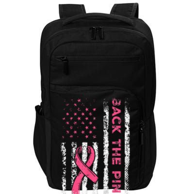 Back The Ribbon American Flag Breast Cancer Awareness Impact Tech Backpack