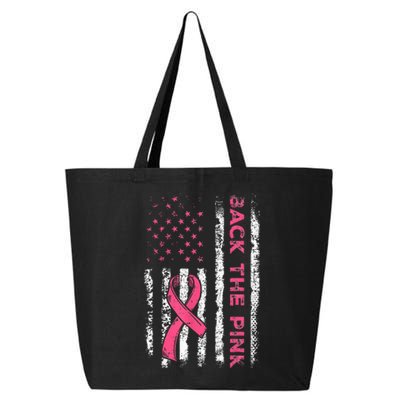 Back The Ribbon American Flag Breast Cancer Awareness 25L Jumbo Tote