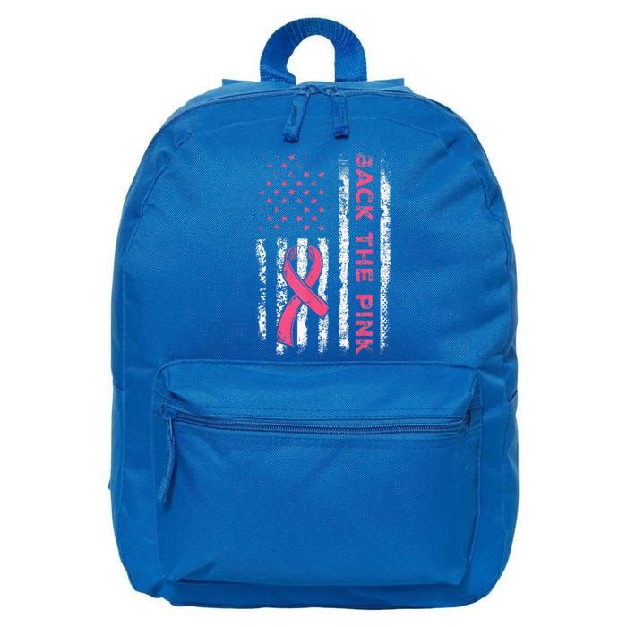 Back The Ribbon American Flag Breast Cancer Awareness 16 in Basic Backpack