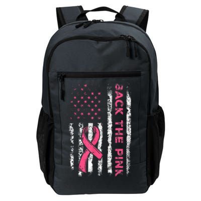 Back The Ribbon American Flag Breast Cancer Awareness Daily Commute Backpack