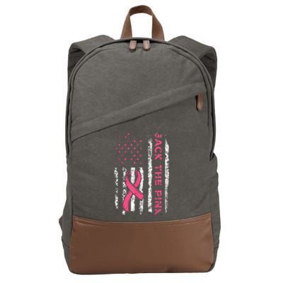 Back The Ribbon American Flag Breast Cancer Awareness Cotton Canvas Backpack