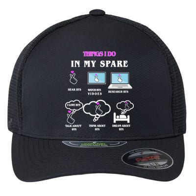 BTS Things I Do Spare Time Funny Flexfit Unipanel Trucker Cap