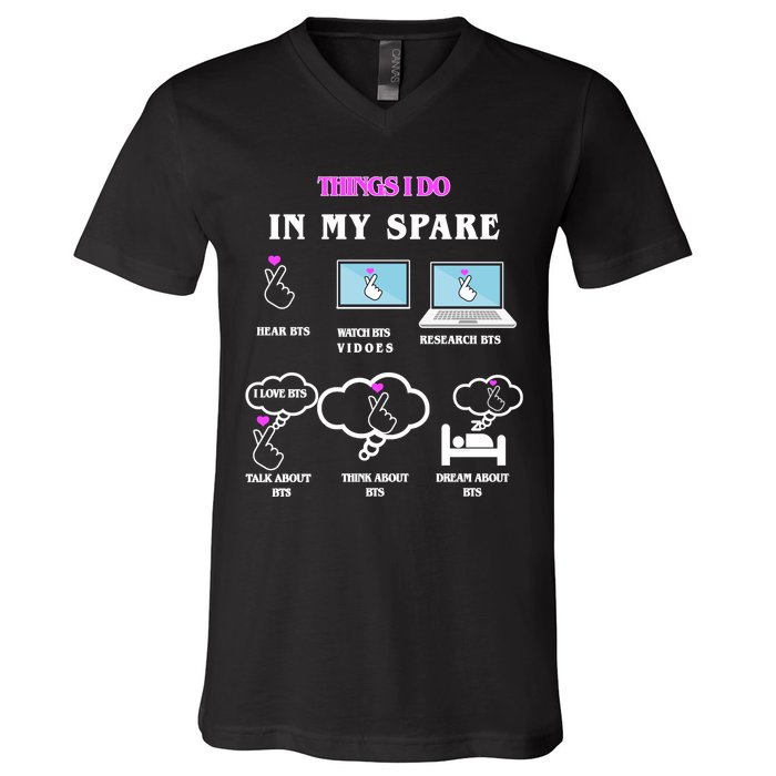 BTS Things I Do Spare Time Funny V-Neck T-Shirt