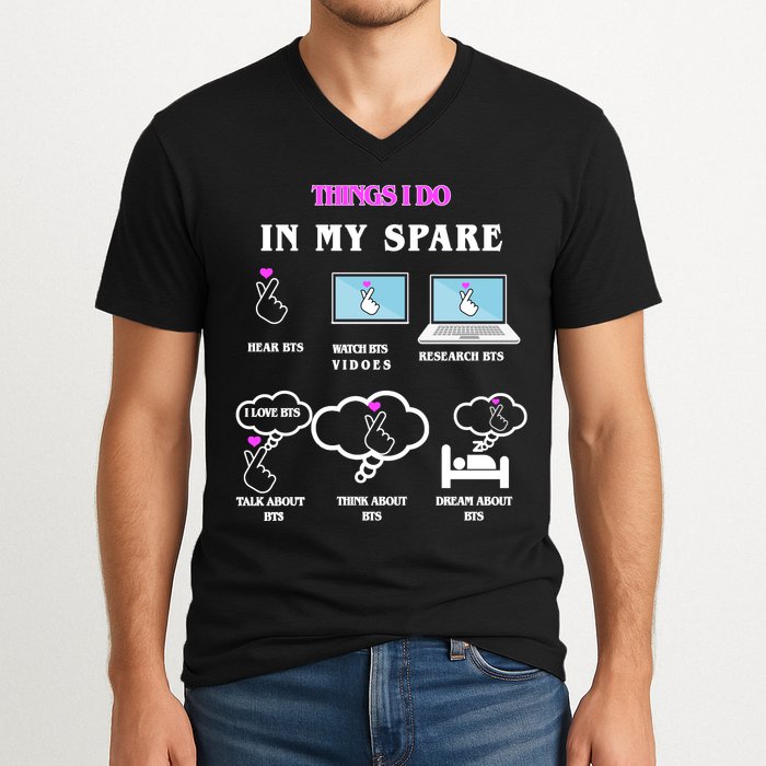 BTS Things I Do Spare Time Funny V-Neck T-Shirt