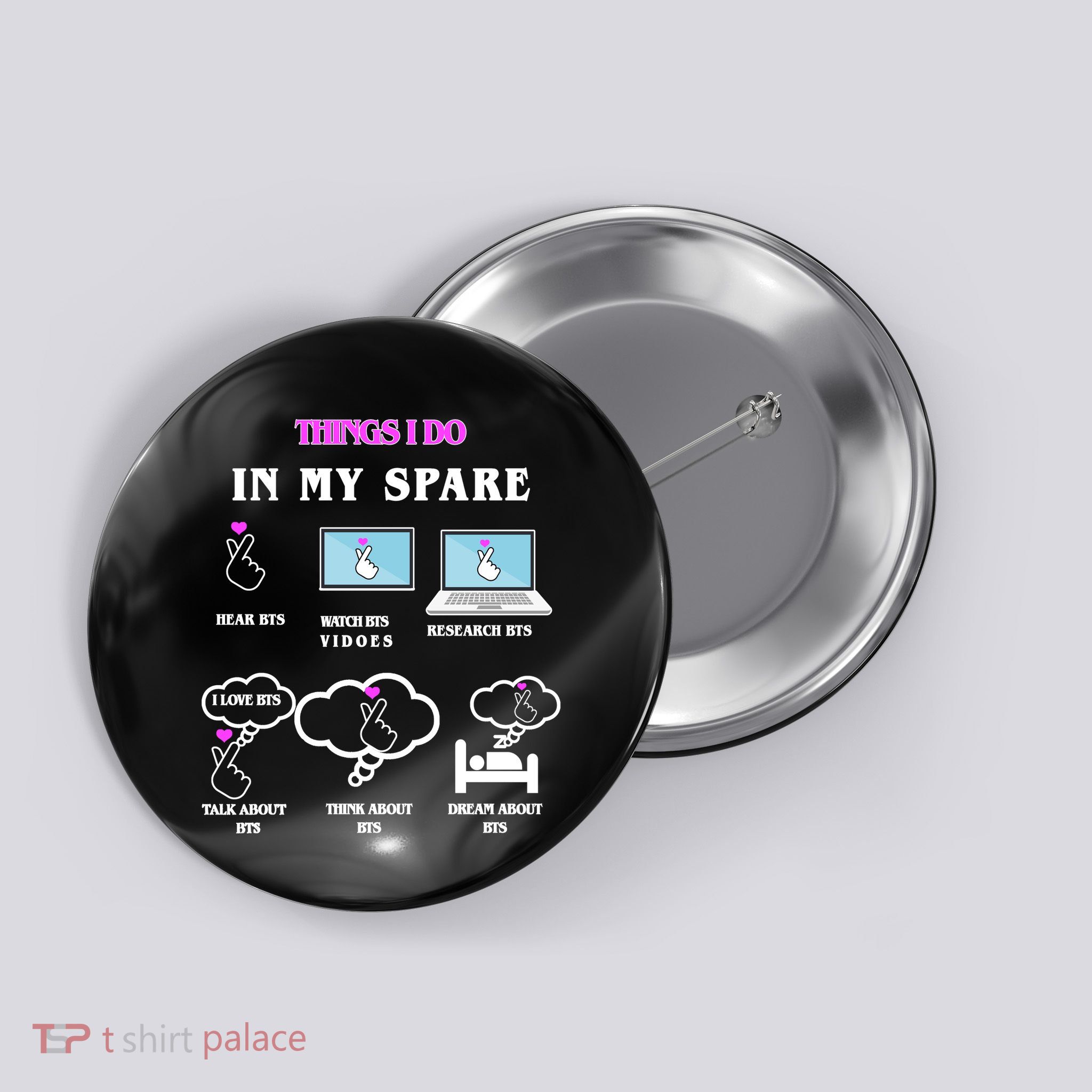 BTS Things I Do Spare Time Funny Button