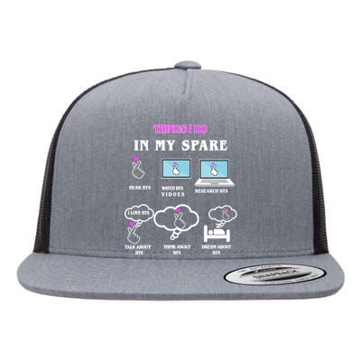 BTS Things I Do Spare Time Funny Flat Bill Trucker Hat