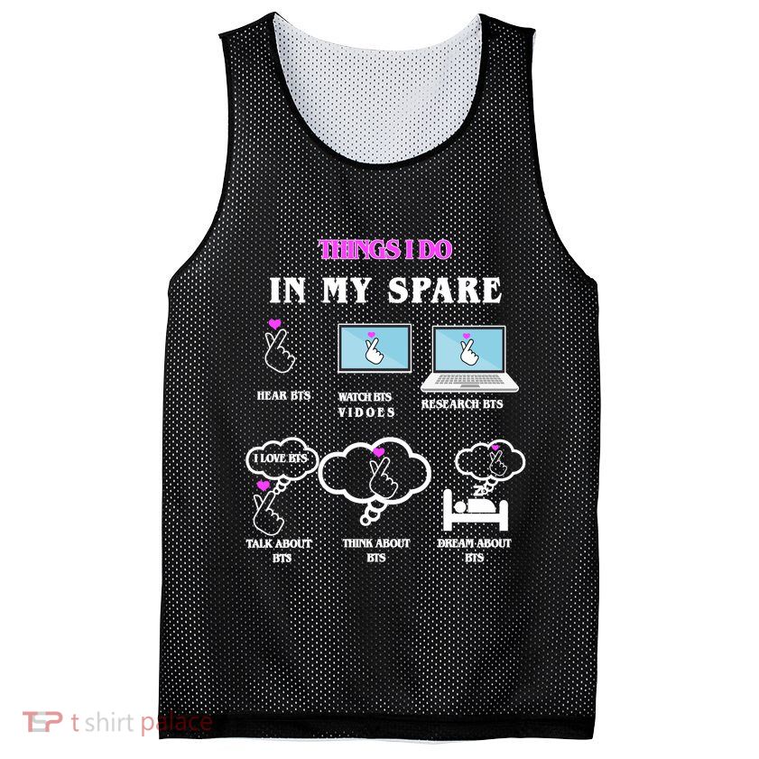 BTS Things I Do Spare Time Funny Mesh Reversible Basketball Jersey Tank