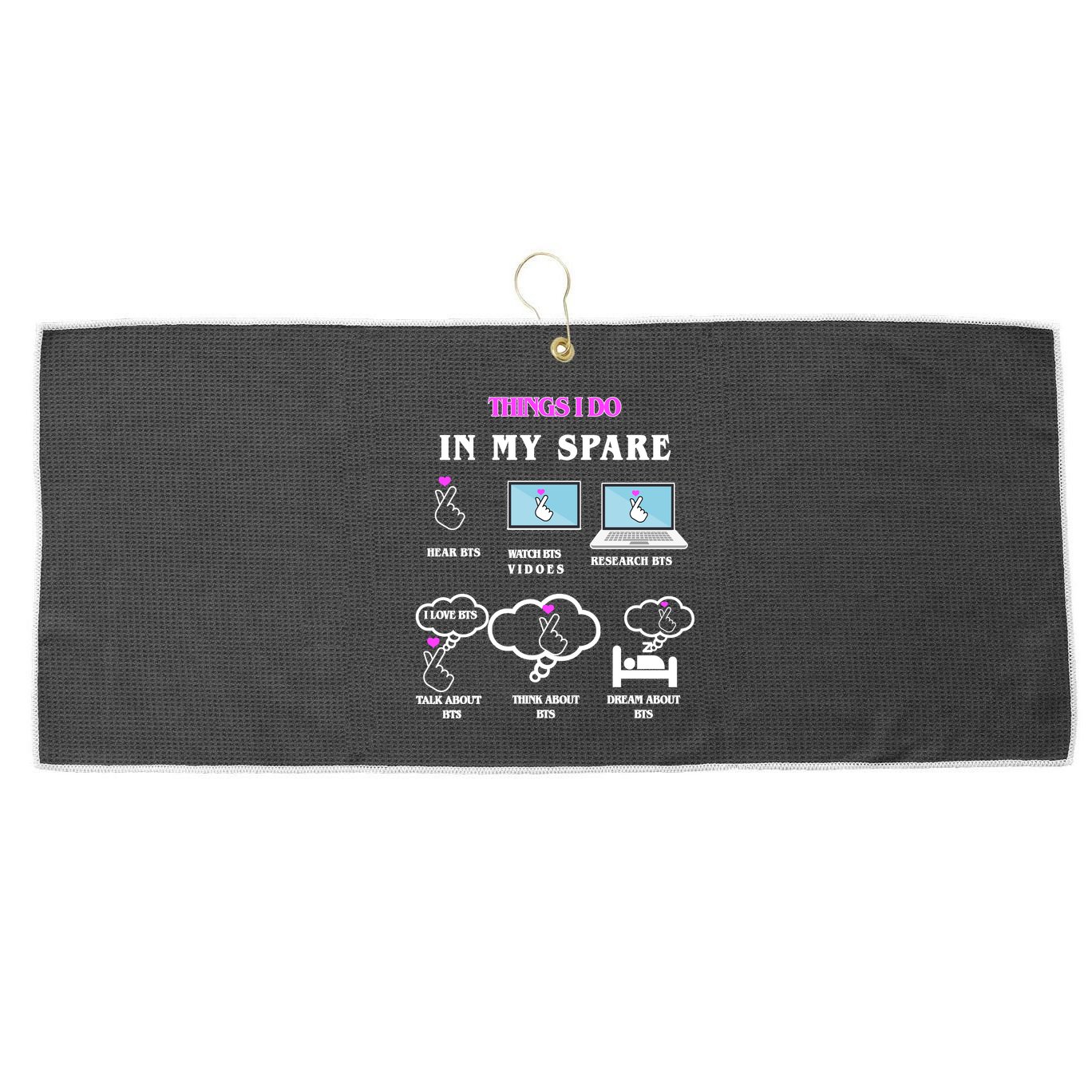 BTS Things I Do Spare Time Funny Large Microfiber Waffle Golf Towel