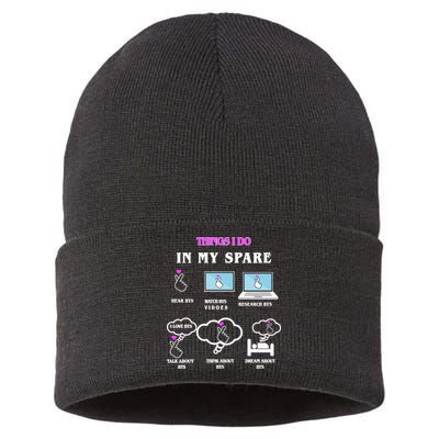 BTS Things I Do Spare Time Funny Sustainable Knit Beanie