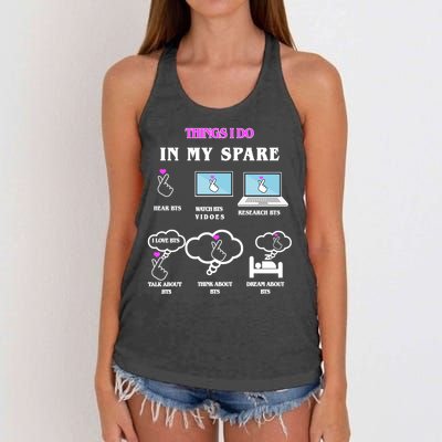 BTS Things I Do Spare Time Funny Women's Knotted Racerback Tank