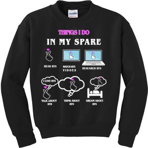 BTS Things I Do Spare Time Funny Kids Sweatshirt