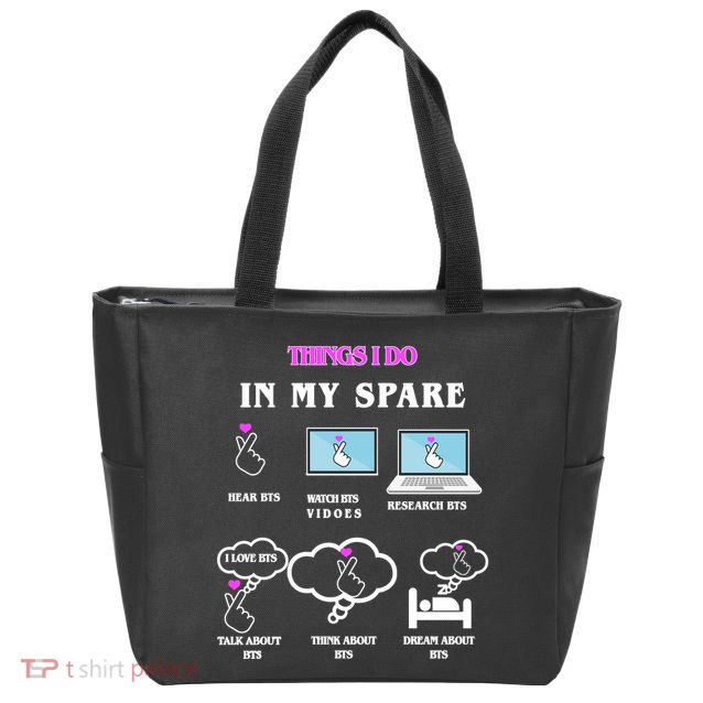 BTS Things I Do Spare Time Funny Zip Tote Bag