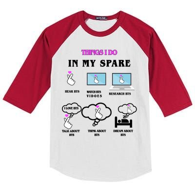 BTS Things I Do Spare Time Funny Kids Colorblock Raglan Jersey