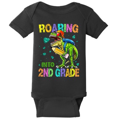 Back to School Dinosaur T Rex Roaring Into 2nd Grade Baby Bodysuit