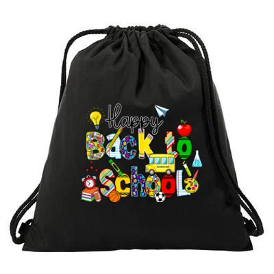 Back To School Happy First Day Of School Teachers Students Drawstring Bag