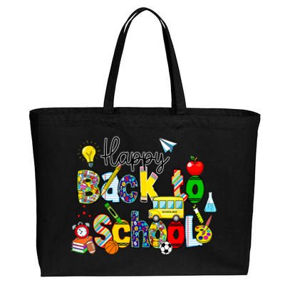 Back To School Happy First Day Of School Teachers Students Cotton Canvas Jumbo Tote