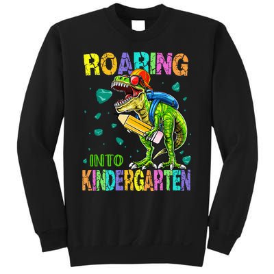 Back to School Dinosaur TRex Roaring Into Kindergarten Sweatshirt