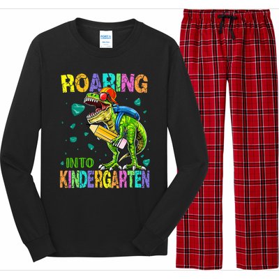 Back to School Dinosaur TRex Roaring Into Kindergarten Long Sleeve Pajama Set