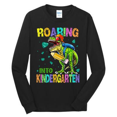 Back to School Dinosaur TRex Roaring Into Kindergarten Tall Long Sleeve T-Shirt