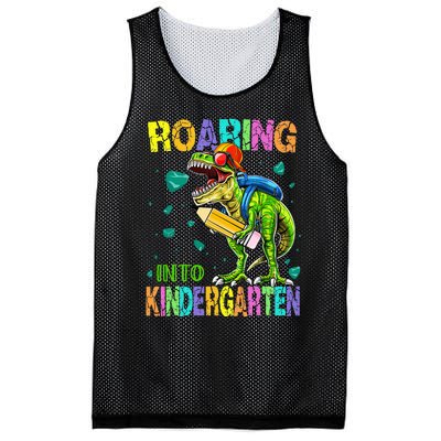 Back to School Dinosaur TRex Roaring Into Kindergarten Mesh Reversible Basketball Jersey Tank