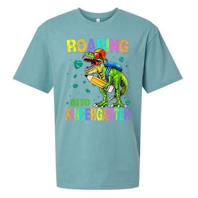 Back to School Dinosaur TRex Roaring Into Kindergarten Sueded Cloud Jersey T-Shirt