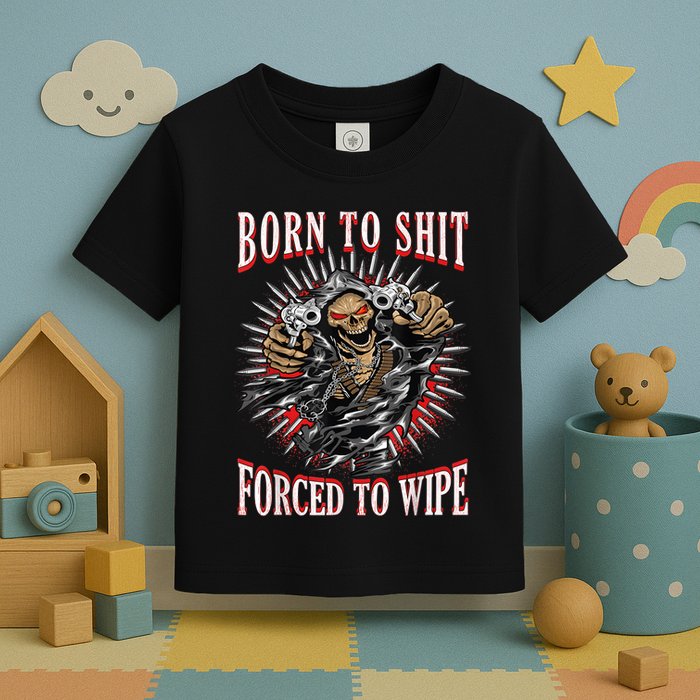 Born To Shit Forced To Wipe Born 2 Shit Forced 2 Wipe Toddler T-Shirt