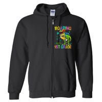 Back to School Dinosaur T Rex Roaring Into 1st Grade Full Zip Hoodie