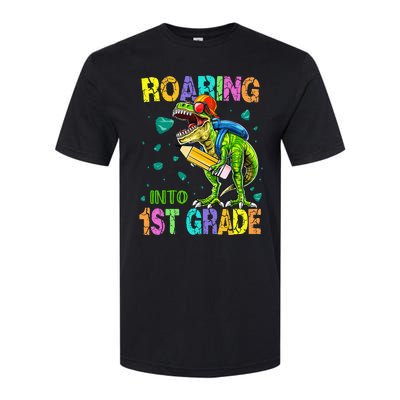 Back to School Dinosaur T Rex Roaring Into 1st Grade Softstyle CVC T-Shirt