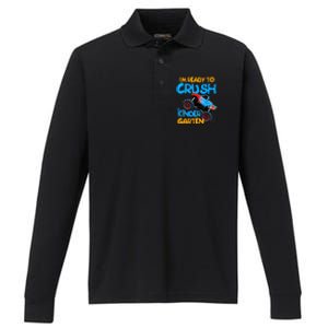 Back To School Boy First Day Of Kindergarten Monster Truck Performance Long Sleeve Polo