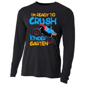 Back To School Boy First Day Of Kindergarten Monster Truck Cooling Performance Long Sleeve Crew