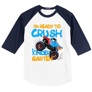 Back To School Boy First Day Of Kindergarten Monster Truck Baseball Sleeve Shirt