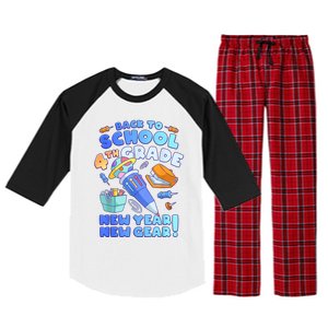 Back To School Boy 4th Grade School Supplies Raglan Sleeve Pajama Set