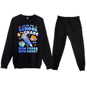 Back To School Boy 4th Grade School Supplies Premium Crewneck Sweatsuit Set