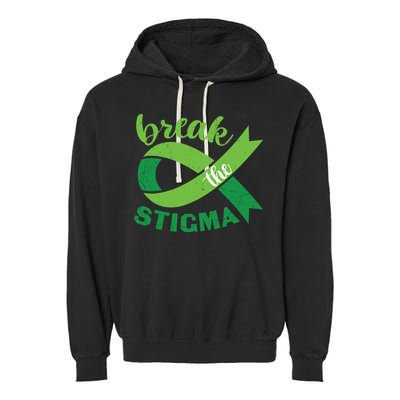 Break The Stigma Ribbon Mental Health Awareness Garment-Dyed Fleece Hoodie