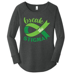 Break The Stigma Ribbon Mental Health Awareness Women's Perfect Tri Tunic Long Sleeve Shirt