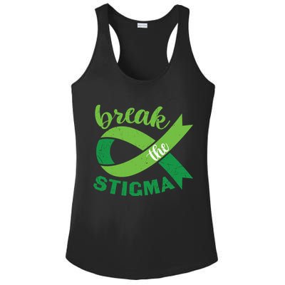 Break The Stigma Ribbon Mental Health Awareness Ladies PosiCharge Competitor Racerback Tank