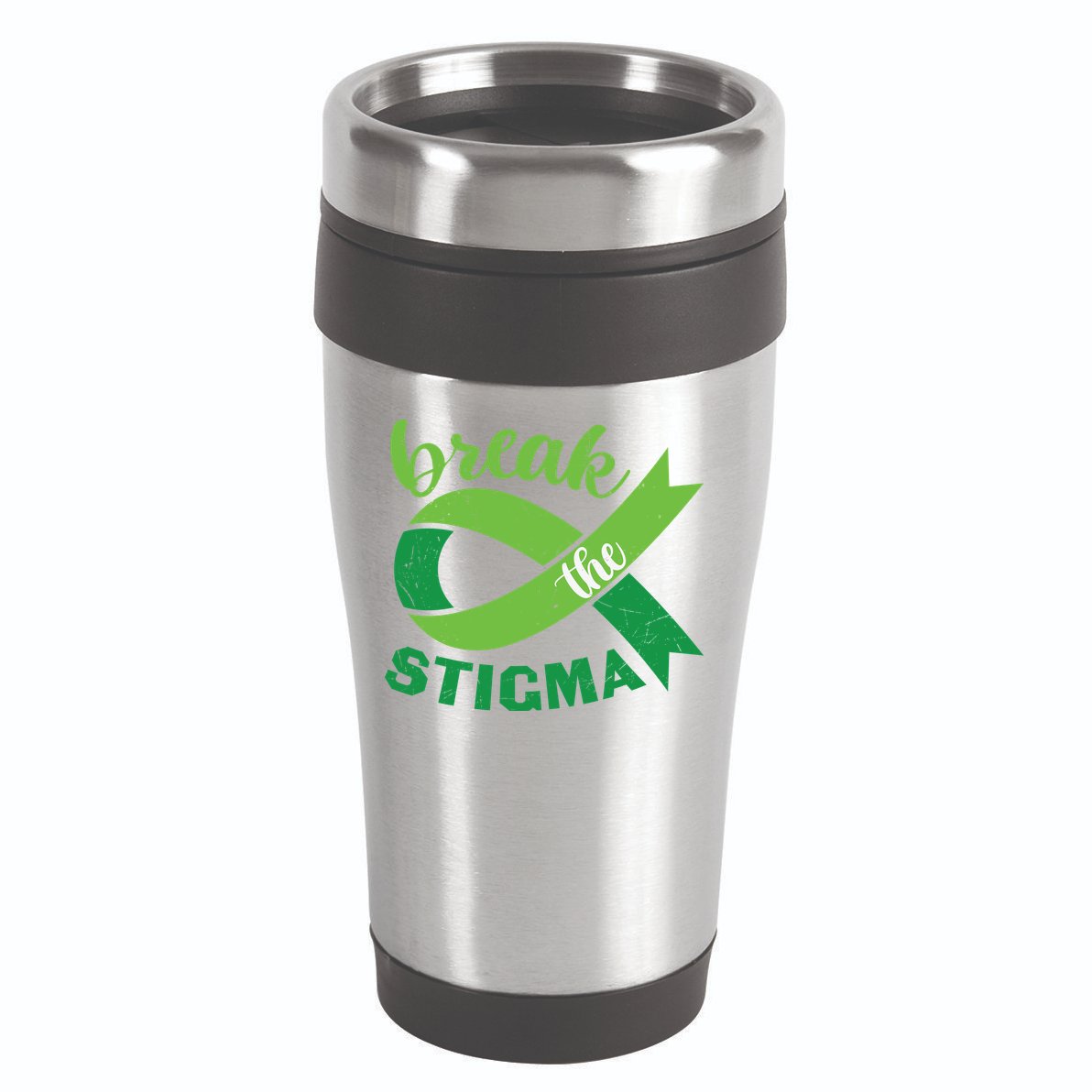 Break The Stigma Ribbon Mental Health Awareness 16oz Travel Tumbler