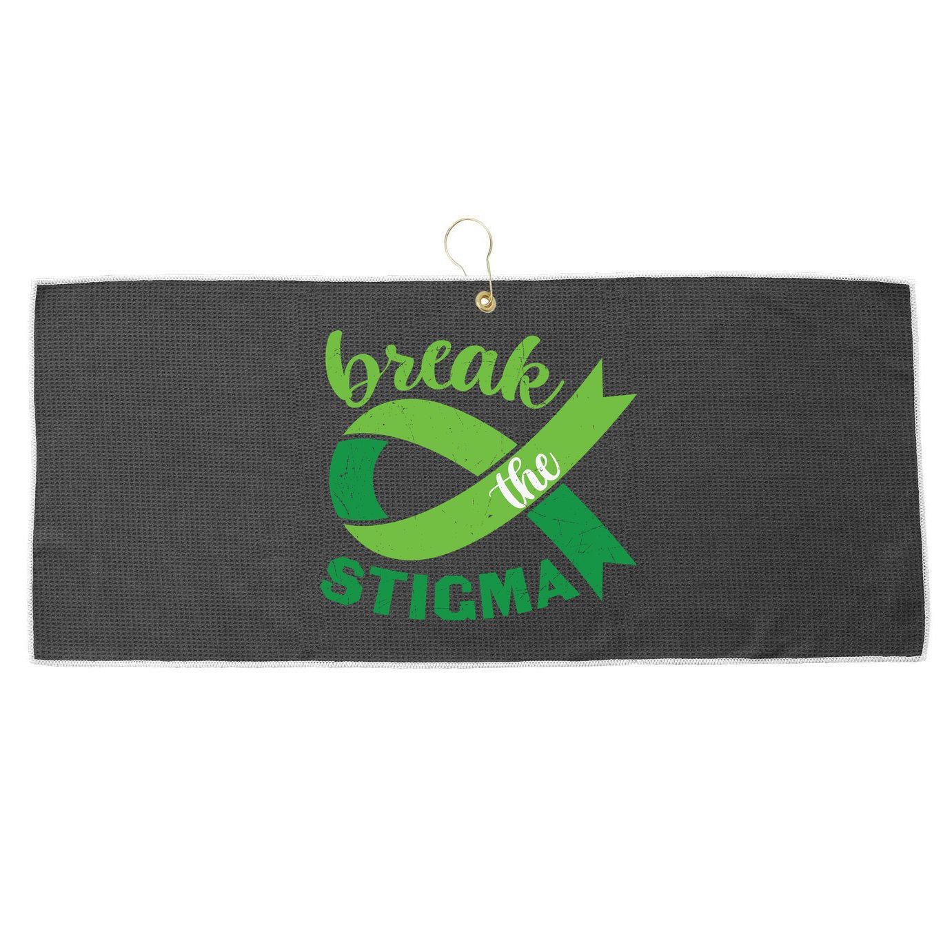 Break The Stigma Ribbon Mental Health Awareness Large Microfiber Waffle Golf Towel
