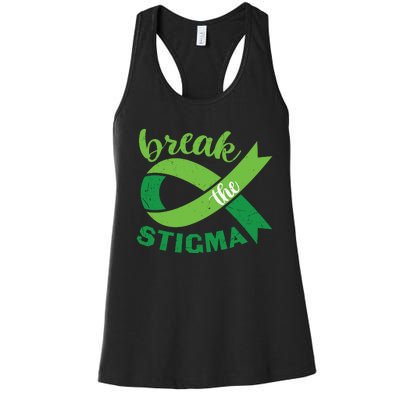 Break The Stigma Ribbon Mental Health Awareness Women's Racerback Tank