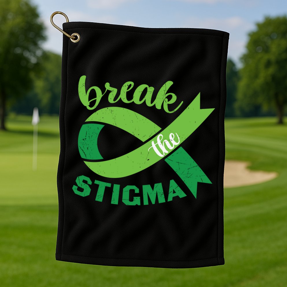 Break The Stigma Ribbon Mental Health Awareness Golf Towel