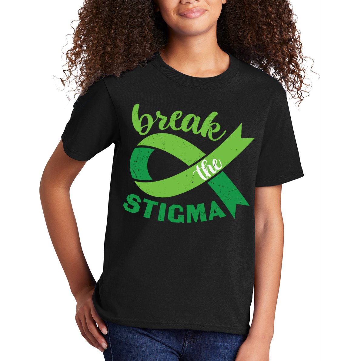 Break The Stigma Ribbon Mental Health Awareness Kids T-Shirt