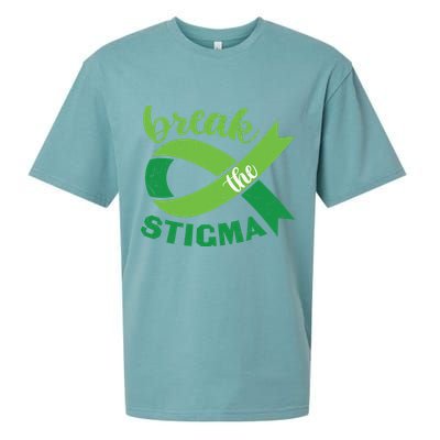 Break The Stigma Ribbon Mental Health Awareness Sueded Cloud Jersey T-Shirt