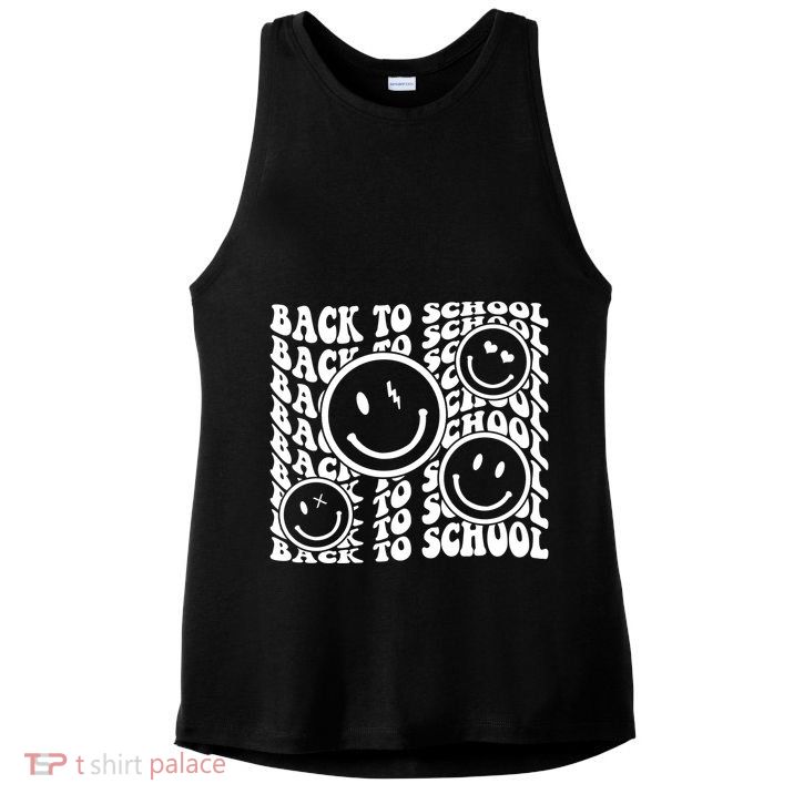 Back To School Retro Smile Face Ladies PosiCharge Tri-Blend Wicking Tank