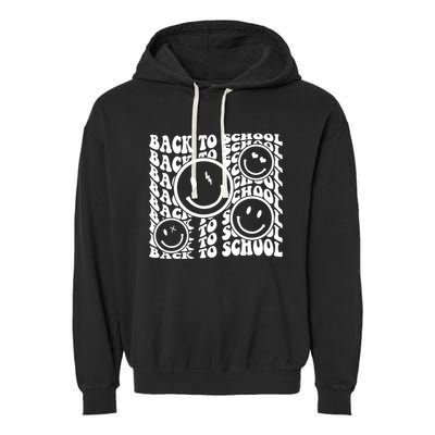 Back To School Retro Smile Face Garment-Dyed Fleece Hoodie