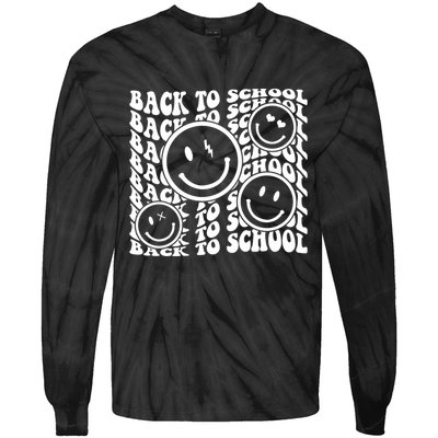 Back To School Retro Smile Face Tie-Dye Long Sleeve Shirt