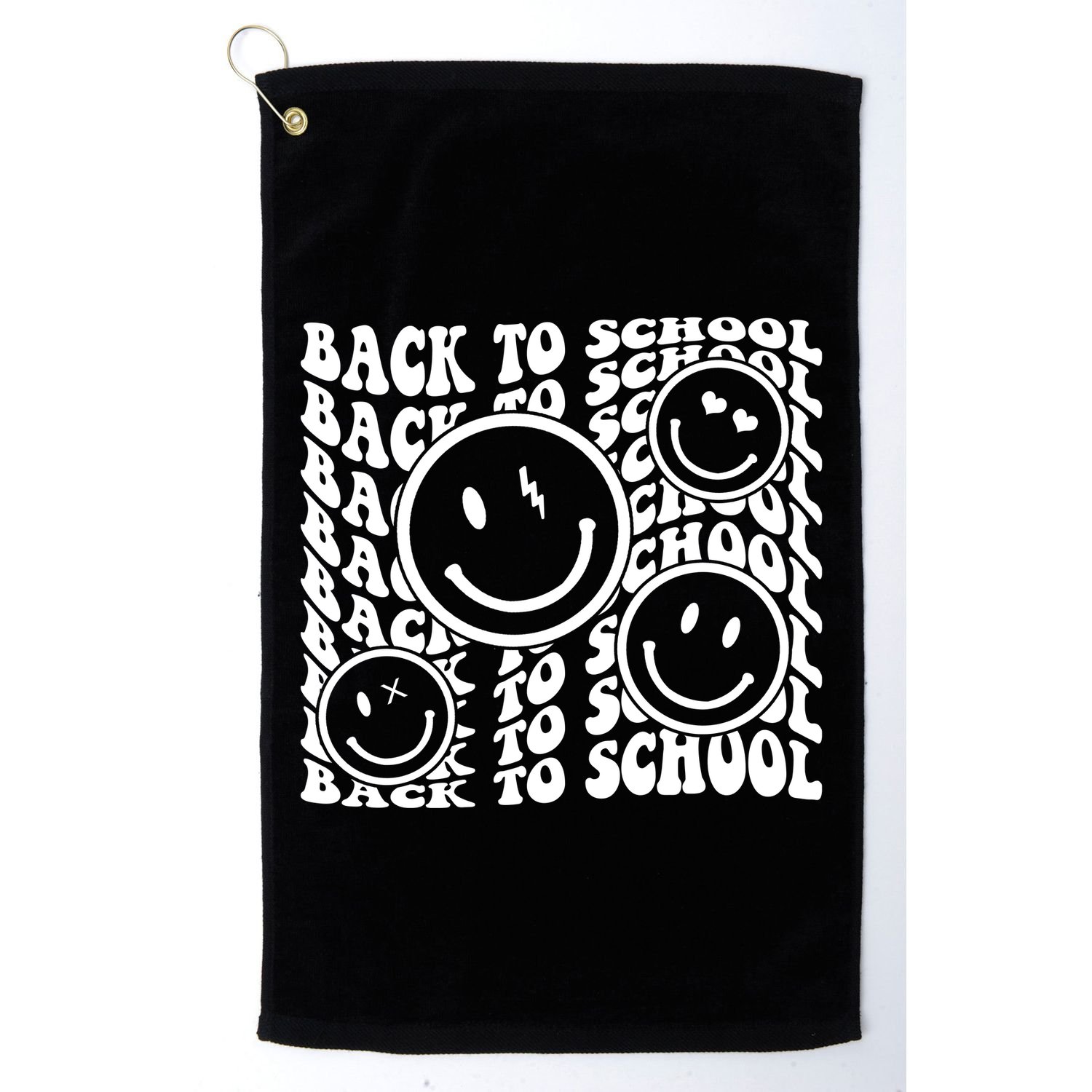 Back To School Retro Smile Face Golf Towel