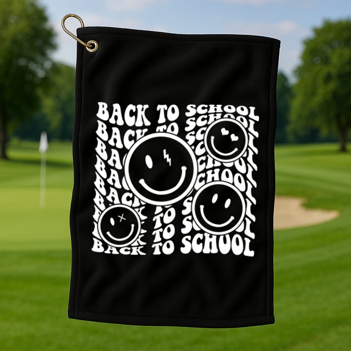Back To School Retro Smile Face Golf Towel