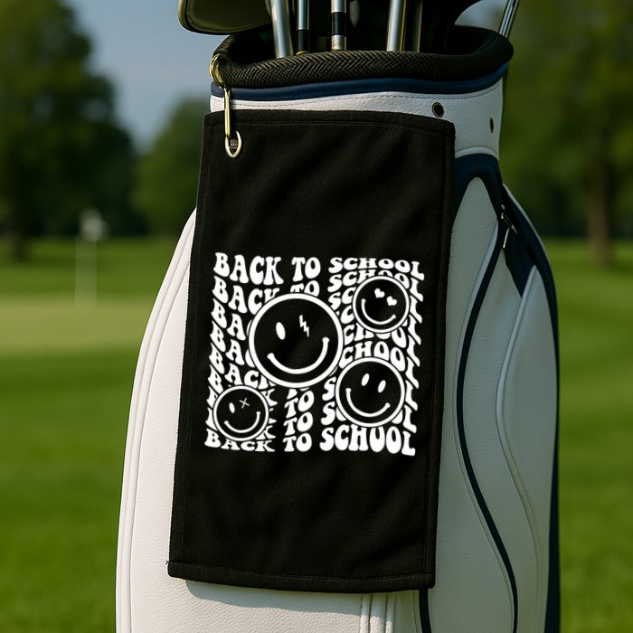 Back To School Retro Smile Face Golf Towel