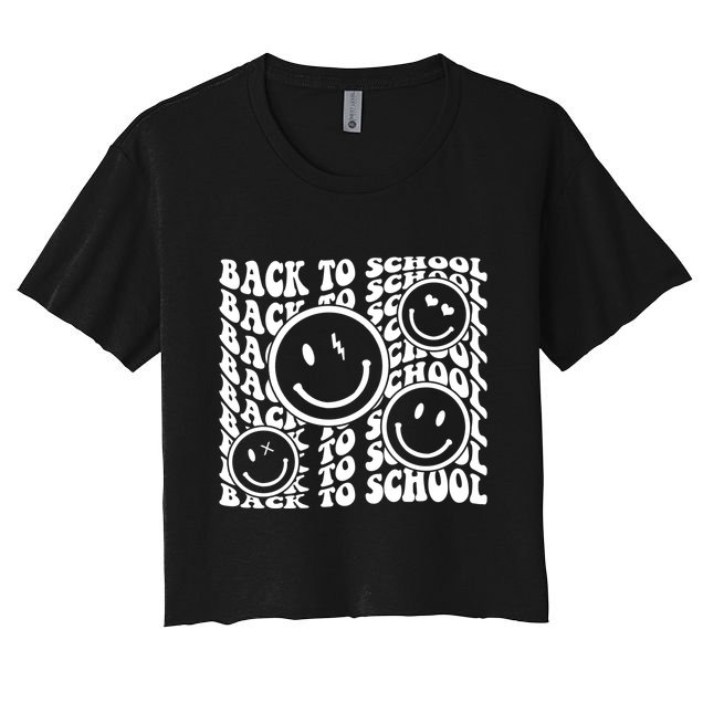 Back To School Retro Smile Face Crop Top