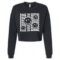 Back To School Retro Smile Face Cropped Pullover Crew